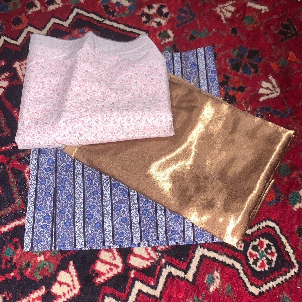 Vintage Floral Pink and Metallic Gold Fabric bundle